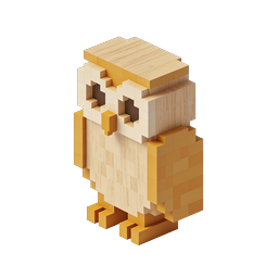 Isometric Voxel Owl Character Icon - 3D Block Design