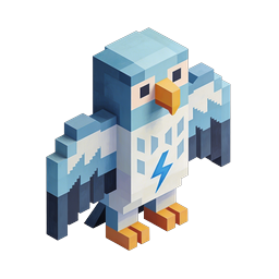 Voxel Owl Lightning Bolt Isometric 3D Icon
