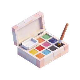 Isometric Voxel Paint Palette Icon - 3D Art Tool Design