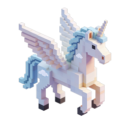 Voxel Pegasus 3D Icon - Mythical Winged Horse