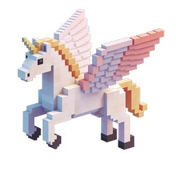 Voxel Pegasus Icon - Isometric 3D Winged Unicorn Art