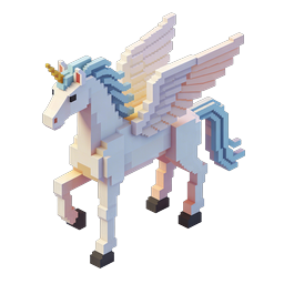 Voxel Pegasus Icon - 3D Winged Unicorn Art