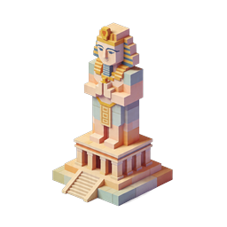 Voxel Pharaoh Sphinx Icon - Isometric 3D Egyptian Statue