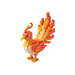 Voxel Phoenix Bird 3D Icon – Pixel Art Fantasy