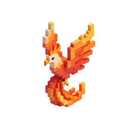 Voxel Phoenix Bird 3D Icon - Minecraft Style Pixel Art