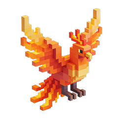 Voxel Phoenix Fire Bird 3D Game Icon