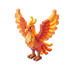 Voxel Phoenix Firebird 3D Isometric Icon