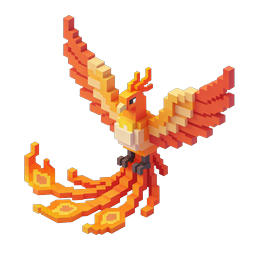 Voxel Phoenix Icon - 3D Pixel Art Fire Bird