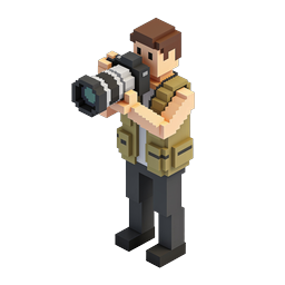 Voxel Photographer Icon - 3D Isometric Camera Character
