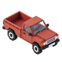 Biểu tượng 3D Isometric xe bán tải Voxel màu đỏ