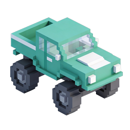 Voxel Pickup Truck 3D Icon - Isometric Blocky Vehicle Design