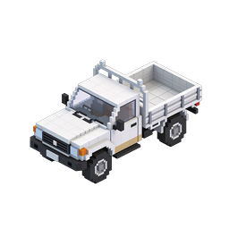 Voxel White Pickup Truck Isometric 3D Icon