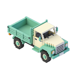 ボクセルピックアップトラックアイコン - 3Dピクセルアート・アイソメトリックデザイン