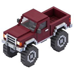 Voxel Pickup Truck 3D Icon - Red Pixel Art Vehicle