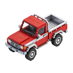 Voxel Roter Pickup Truck 3D Isometrisches Icon