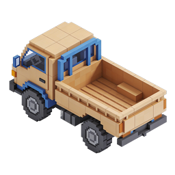 Isometric Voxel Pickup Truck 3D Icon - Pixel Art Vehicle