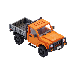 Voxel Orange Pickup Truck 3D Icon - Isometric