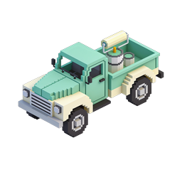 Isometric Voxel Pickup Truck Icon - 3D Pixel Art