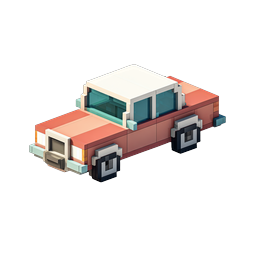 Voxel Pickup Truck Isometric 3D Icon - Blocky Vehicle Design