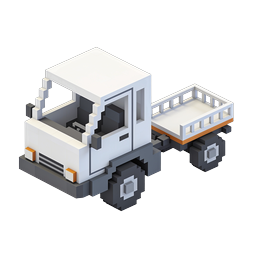 Voxel Pickup Truck Isometric 3D Icon for Transport