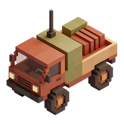 Voxel Pickup Truck Icon - Isometric 3D Pixel Art Vehicle