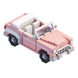 Pink Voxel Pixel Art Car - 3D Isometric Vehicle Icon