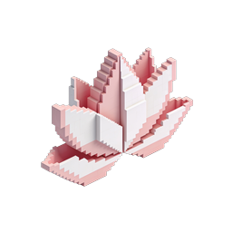 Pink Voxel Pixel Structure Isometric 3D Icon