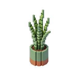 Isometric Voxel Plant Pot Icon - 3D Block Art Design