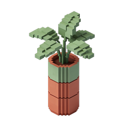 Voxel Potted Plant Icon - Isometric 3D Blocky Greenery