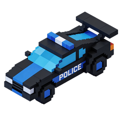 Voxel Police Car Icon - 3D Pixel Art Police Vehicle