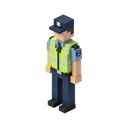 Voxel Police Officer 3D Character Icon - Blocky Cop
