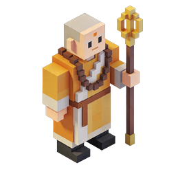Voxel Pope Character 3D Icon - Religious Pixel Art