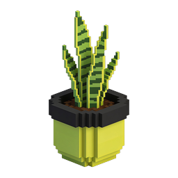Voxel Potted Plant Icon - 3D Isometric Blocky Garden