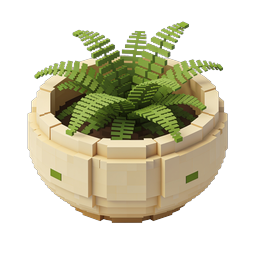 Voxel Potted Fern Plant Icon - Isometric 3D Block Art