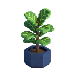 3D Voxel Potted Plant Icon | Blocky Botanical Design