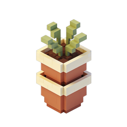 Isometric Voxel Potted Plant Icon - 3D Block Garden