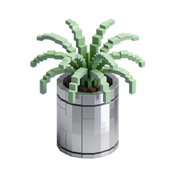 3D Voxel Potted Plant Icon | Isometric Block-Style Greenery