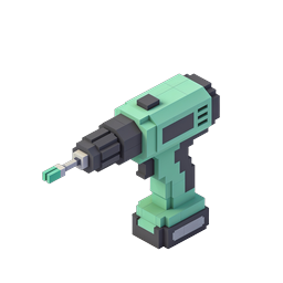 Voxel Power Drill 3D Isometric Tool Icon