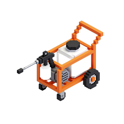 Voxel Pressure Washer Icon - Isometric 3D Cleaning Machine
