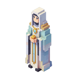 Icono de personaje voxel sacerdote - Figura religiosa isométrica 3D