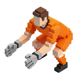 Voxel Prisoner Boxer Icon - 3D Pixel Art Character