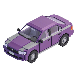 Voxel Purple Car 3D Pixel Art Icon