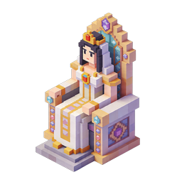 Voxel Queen on Throne Isometric Pixel Art Icon