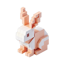Biểu tượng thỏ 3D Voxel - Thỏ phong cách khối lập phương