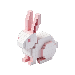 Voxel ウサギ 3D キューブアイコン | ピンクのバニーデザイン