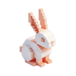 Süßes Voxel-Kaninchen 3D Isometrisches Icon