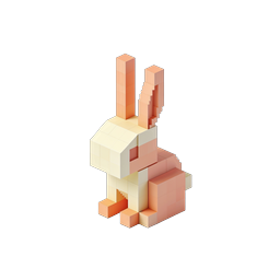 복셀 토끼 3D 아이소메트릭 버니 아이콘