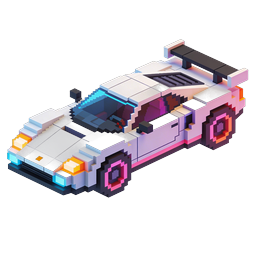 Icono de coche de carreras vóxel | auto deportivo pixel art 3D