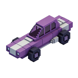 体素紫色赛车 3D 像素艺术图标