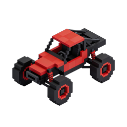 Icona auto da corsa voxel - veicolo da corsa a blocchi rossi 3D